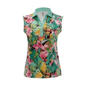 Tropical Shapes Women's Rolo Golf Sleeveless Top size XXL